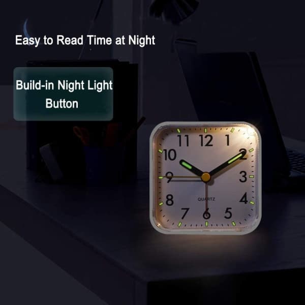 Silent Alarm Clock Battery Operated Non-Ticking Bedside Clocks Large Display Basic Bedroom Clock Snooze Nightlight Feature Easy to Read Use