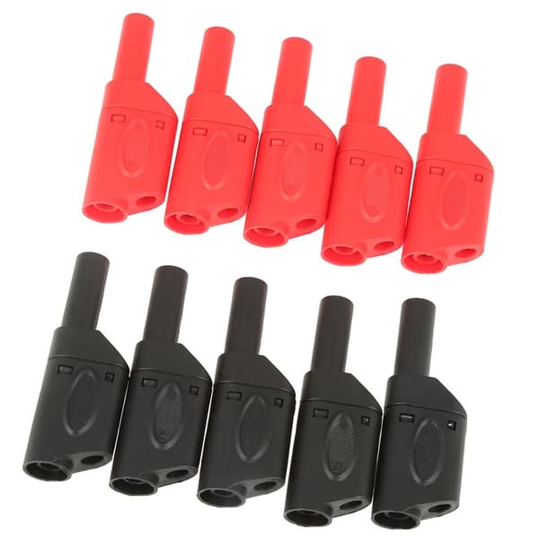 Rød sort isoleret bananstik - 10-pak (4 mm)