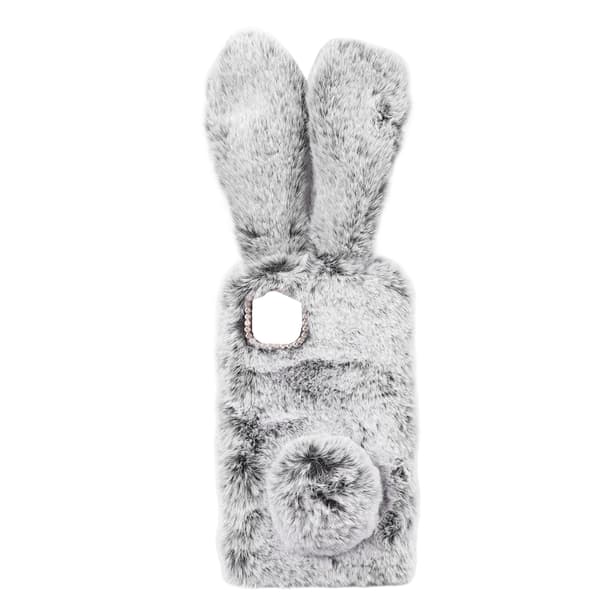 Cute Rabbit Ear Plush Phone Case Soft Grey Rabbit Ear Phone Protective Case for Iphone 11