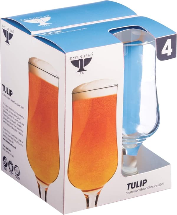 Tulip Pack med 4 stilkede ølglas, 35 CL Transparent Transparent