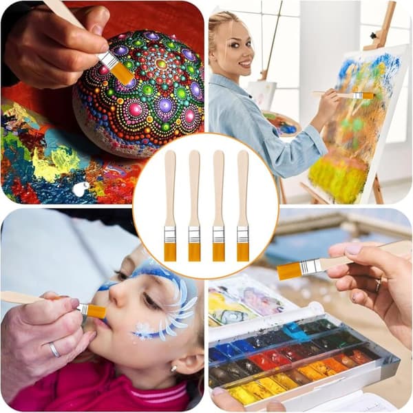 Small Nylon Paint Brushes with Wooden Handle - Durable - For Kids - 20-Pack
