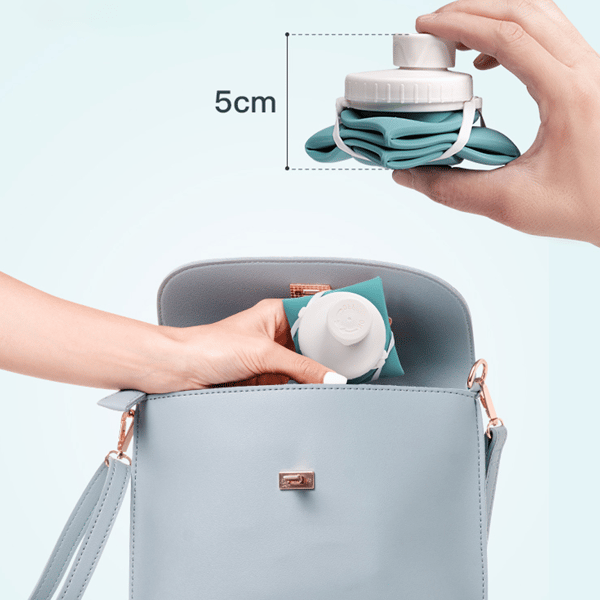 Foldable Dark Green 590ml Water Bottle Leak-proof Valve BPA-free