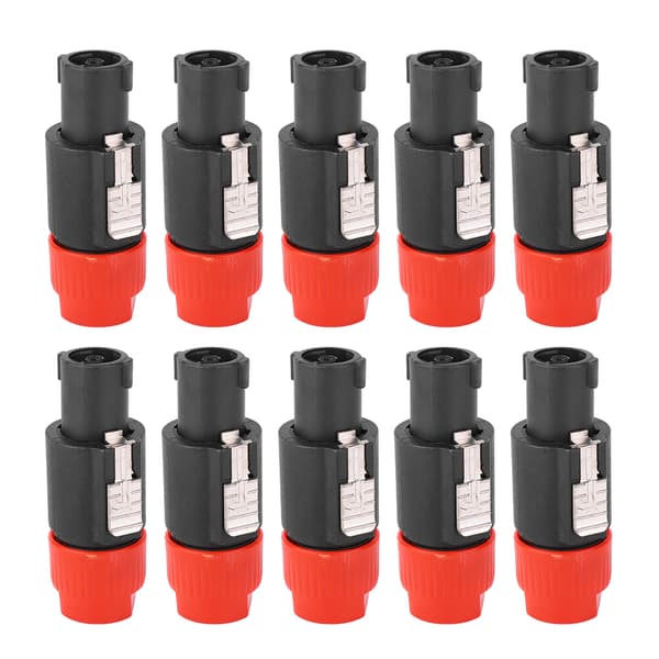 10 pcs NL4FC Audio Speaker Connector Waterproof 4 Pin Speakon Plug Cable Connector Red