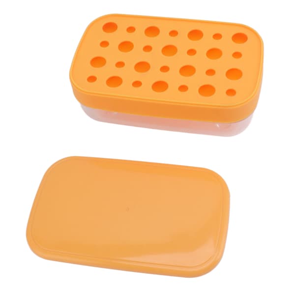 Reusable Flexible Ice Cube Maker Mold Easy Release Round Ice Cube Tray with Lid Container Multi-Layer Orange