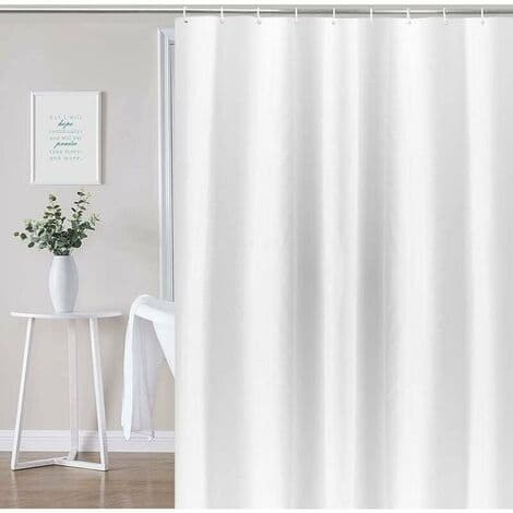 EXTRA LÅNG DUSCHDRAperi höjd vit för badrummet, bred badrumsdraperi i antimögelpolyester, vattentät för badkaret, bredd 180 x