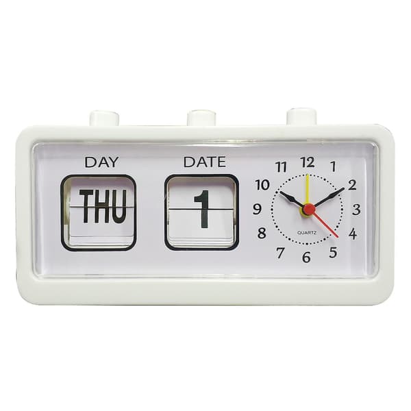 Retro kalender flipklocka sängfyrkantig klocka med 3 tryckknappar hushållssvart Black