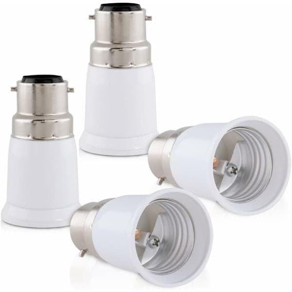 4x Lamp Holder Adapter - B22 to E27 Socket Converter - Bayonet Base Lamp Holder Adapter for Halogen LED Bulb