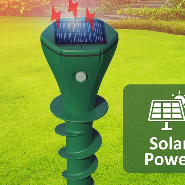 Mole Repeller for Garden, Solar-Powered Animal Deterrent with Ultrasonic Technology, Humane Pest Control with Vibrations for