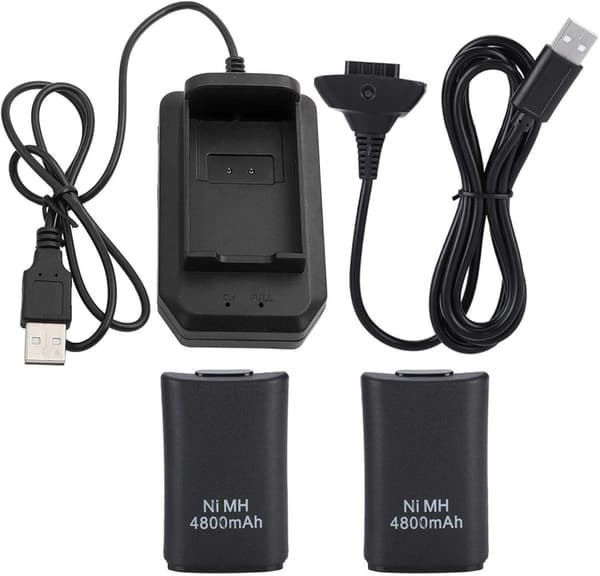 Xbox 360-controller batterisæt, 2*4800mAh batteri USB opladerkabel+ladestation