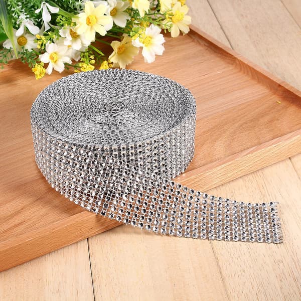 10 Yards Rhinestone Mesh Bånd Rulle Krystal Diamant Wrap til Kunst og Håndværk Projekter Sølv