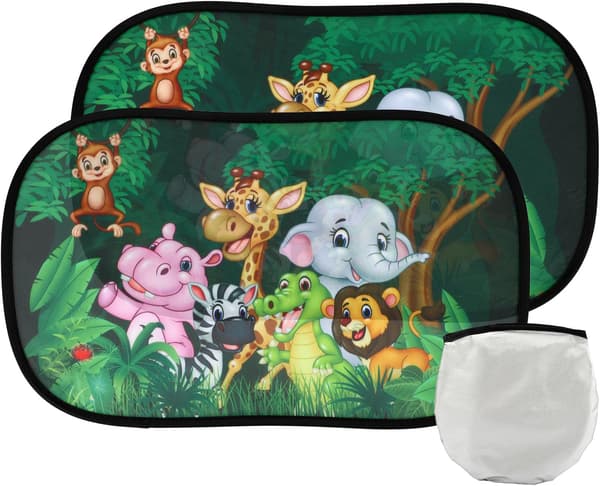 2-pack Car Window Sun Shade, 50 x 30 cm, Side Window Sunshade with Storage Bag (Forest) [qb]