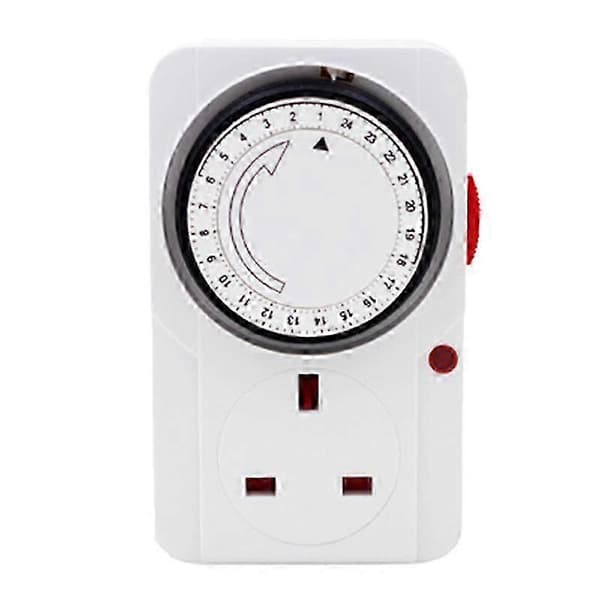 Programmerbar timerstik, 24-timers mekanisk timer, 13A 240V, 3-benet britisk stik, til indendørs husholdningsapparater