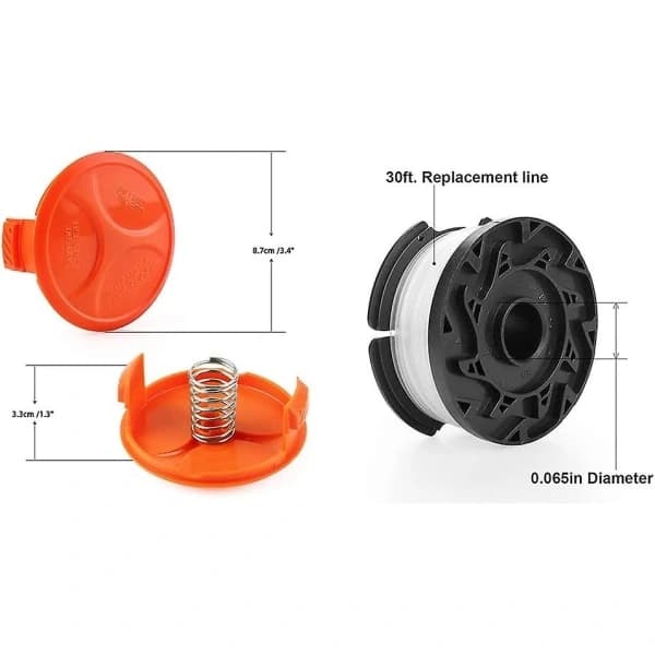 For Black & Decker spolesystem og tråd + deksel STC1820PC ST5530 STC1815 STC1820D2 * Spoler 2 * Spoledeksel