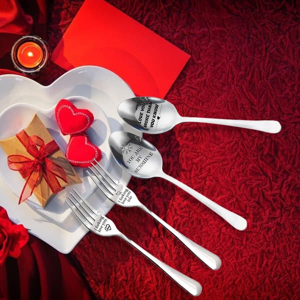 Personalized Engraved Stainless Steel Fork and Spoon Forking Love You Funny Gift