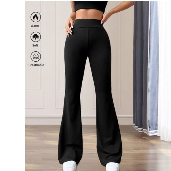 Women's High Waisted Flared Yoga Pants | Stretchy Workout & Dance Leggings *Grey* L Grey