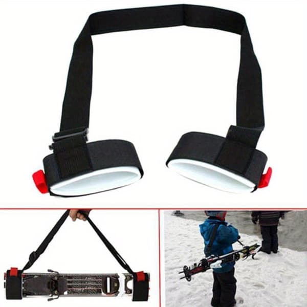 1 pc Universal Adjustable Ski Carrier Strap, Padded Nylon Shoulder Strap, Non-Waterproof Lightweight Ski Backpack Accessory [DB] Black Black 1pc