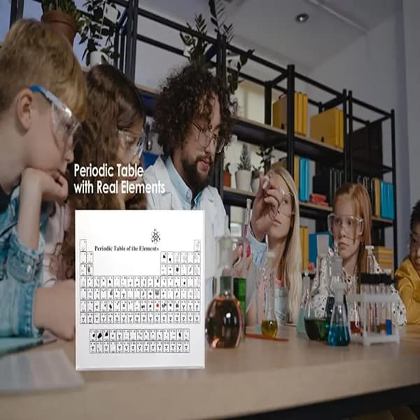 Periodisk System Akryl Periodisk System Skrivebordsdisplay med Ægte Elementer Uddannelsesgaver til Børn Kemisk Element Hjem LILLE SMALL