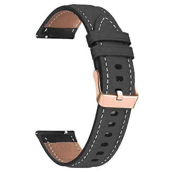 Til Garmin Forerunner 265S/ 255S/ Venu 2S Urrem 18mm Ægte Læderrem, Rosaguld Spænde