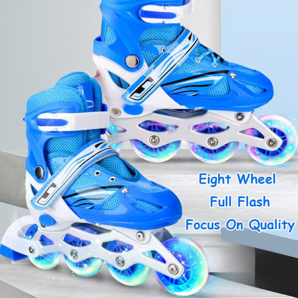 Youth Inline Skates with Lights, Self-Charging Power System that Illuminates Wheels and ABEC-7 Bearings for Speed, Adjustable Fit with Soft