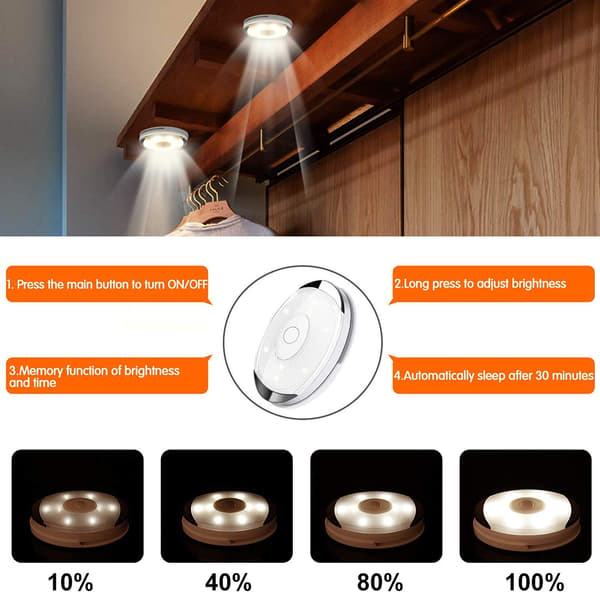 LED Puck Light Battery Powered Wireless LED Cabinet Lighting with Remote Control