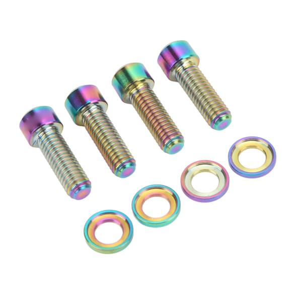 4 Set Disc Brake Screw Washers Set M6 18mm Stable Connection Rustproof Lightweight Ti Alloy Disc Brake Fixing Screw Set Colorful