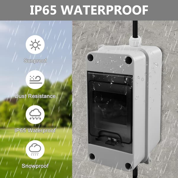 Outdoor Waterproof Junction Box: IP65 1-Row Distribution Box Waterproof Junction Box 3-Way Wall Switch Box.
