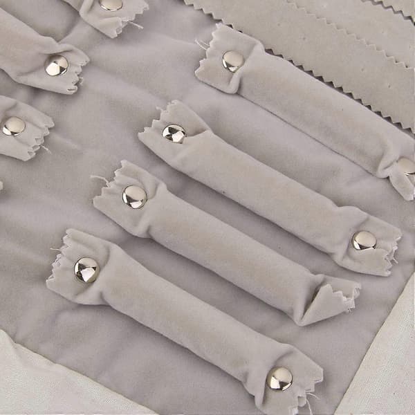 Luksus fløjl smykkerulle ring øreringe armbånd display organizer pose grå Grey
