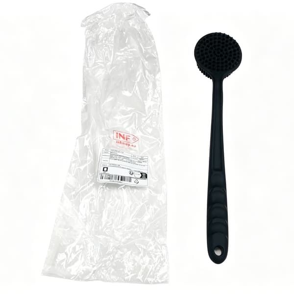 Silicone Long Handle Double-Sided Massage Bath Brush for Deep Cleaning & Relaxation Black