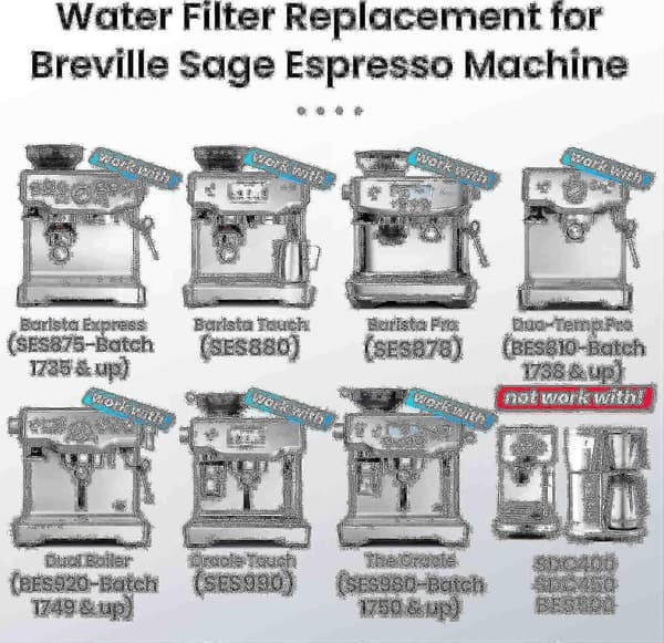 4-pak vandfilter til Sage kaffemaskine - Vandfilter til Sage Barista Express Pro Touch 2024-