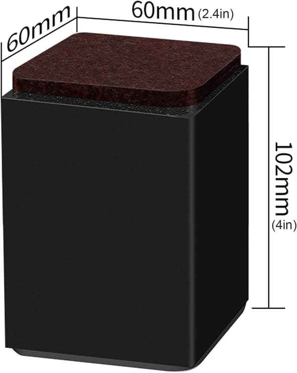 Møbelstøtteben - plast, selvklæbende, sort - til soveværelse, stue - 4 stk, 6x6cm