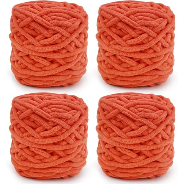 Garn 4x Garn til hækling, Blødt tykt garn til garnprojekter_jarx orange orange