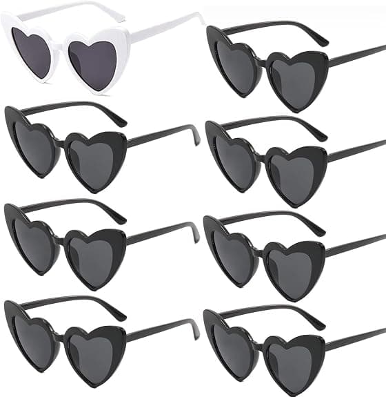 Hjerteformede solbriller pink hvid sort kvinder retroformede solbriller 1 hvid 7 sort