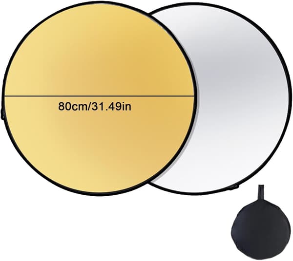 Photo Light Reflector - Portable Foldable Diffuser with Bag - Circular Light Disc, Multi-layer Protection for Live Streaming[DB] 80CM