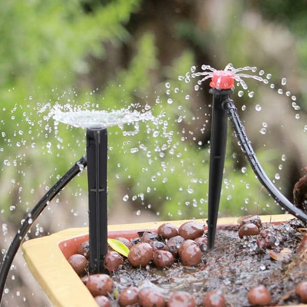 Micro Drip Irrigation Sprinkler 20-pack - Red/Black, UV-Resistant Plastic Irrigation Nozzle, 360° for Garden