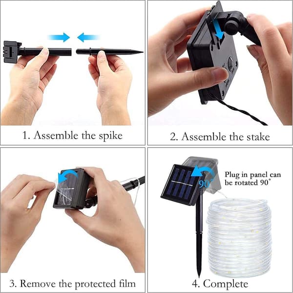 Flexible Solar String Lights for Landscape Lighting, Energy-Saving LED String Lights with 8 Lighting Modes, Waterproof Solar Powered Lights for the Garden