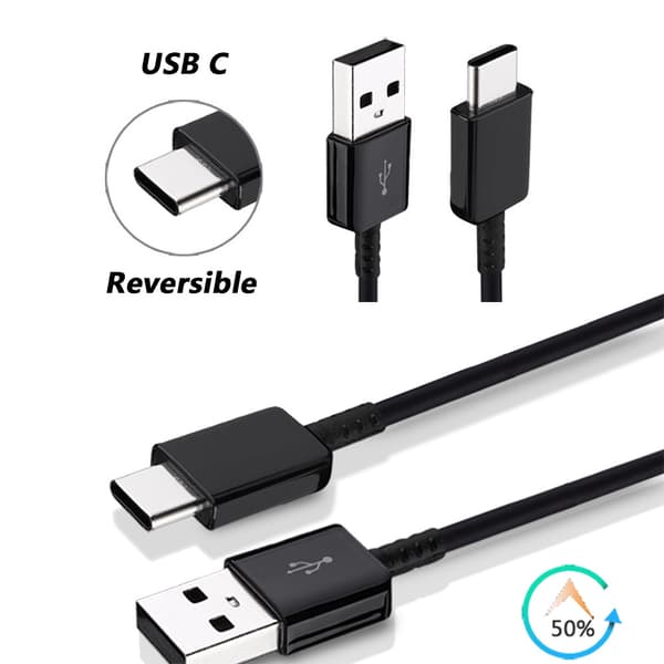 2-pak FÖR Samsung 1,2 m ekstra langt USB-C-opladerkabel hvidt
