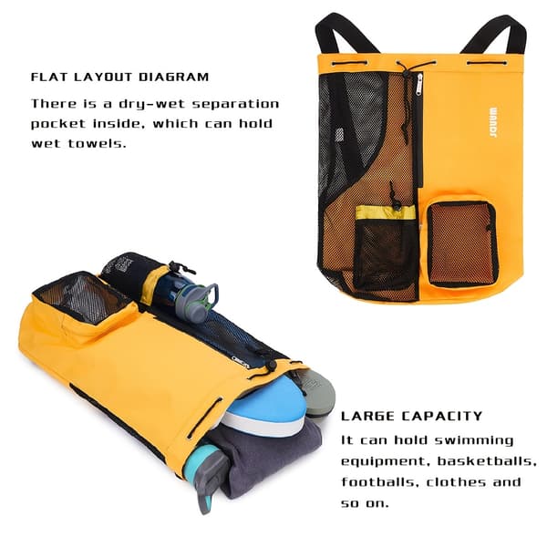 Ny sommer hurtigtørrende mesh strandtaske, foldbar sportstaske med snøre, let og multifunktionel opbevaring b [DB] Light Grey
