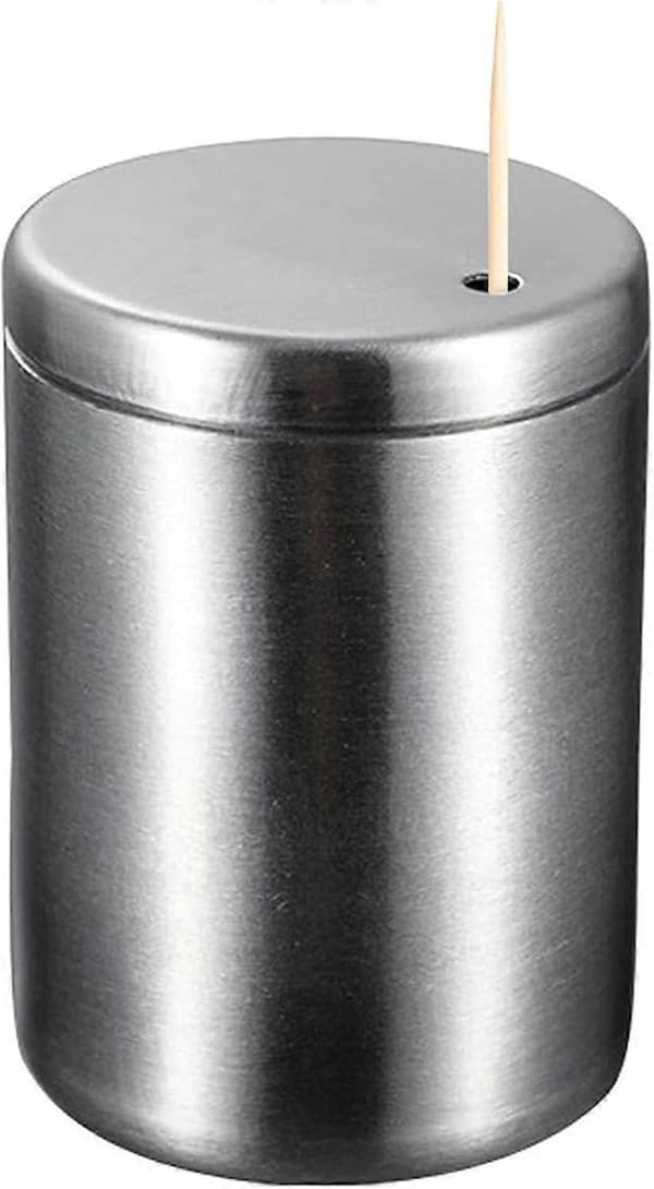 Small Stainless Steel Toothpick Holder, Textured, Sealed, Simple, Creative Toothpick Dispenser for Kitchen and Restaurant