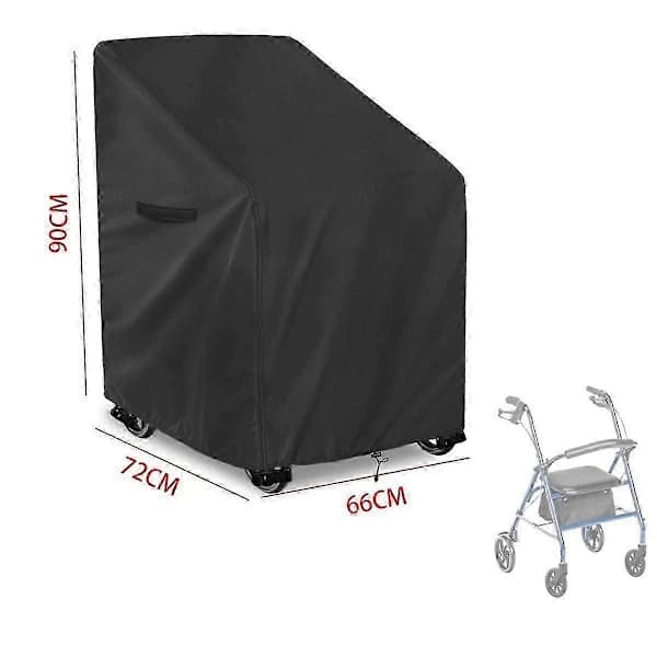 Rollator Cover Waterproof Windproof Sunproof with Reflective Handles for Outdoor Storage Fits Most Rollators with Seats Black