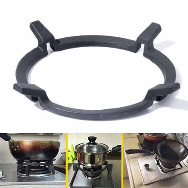 1 stk sort støbejerns wokstativ, wokpande, brænderstøtte, gas