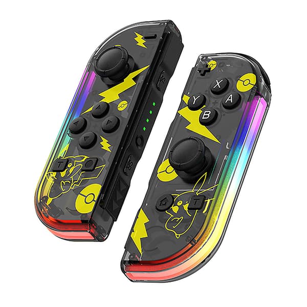 Wireless Controller Compatible with Nintendo Switch, OLED, Lite Gamepad Joystick (L/R) Replacement with RGB Right Pikachu Pikachu
