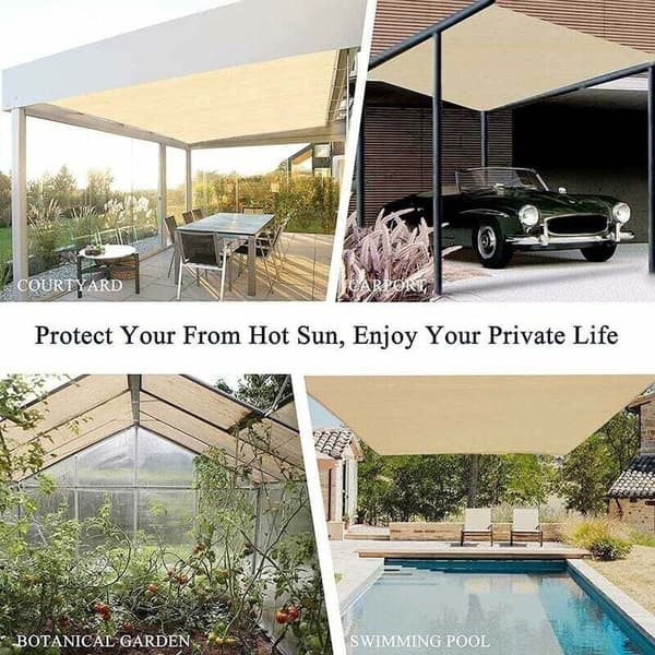 Rectangular Shade Net, Lightweight Outdoor Awning/Pool/Garage Cover, Shade Net with Heavy-Duty Grommets, Beige, 3x5m