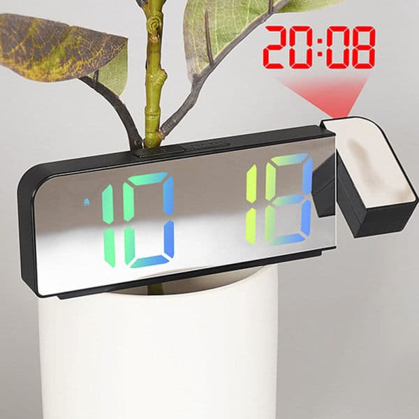 LED Projection Alarm Clock with Temperature Display Colorful Adjustable Personalized LED Clock for Living Room Office