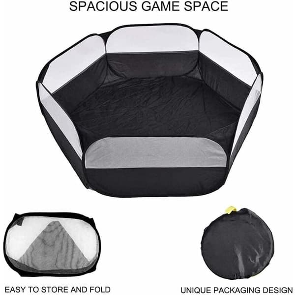 Small Pet Playpen, Breathable & Transparent Playpen, Waterproof Base & Durable Polyester Fabric for Pets