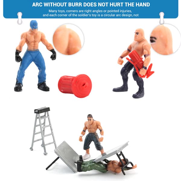 32-delt Mini Wrestling Sæt med Actionfigurer og Tilbehør Realistisk Brydelegetøj Gave til Børn