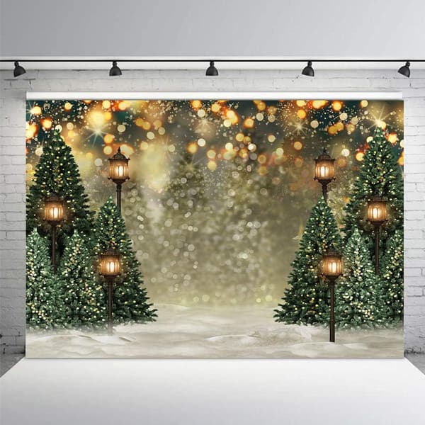 7x5ft Vinter Julgran Snöflinga Grön Nyfödd Fotografering B