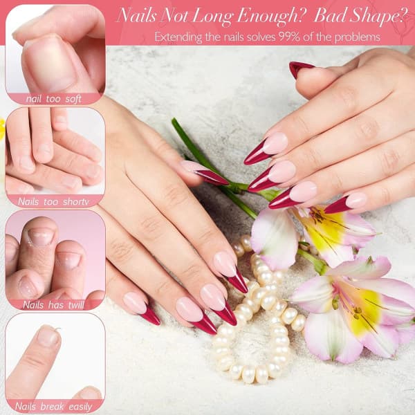 500 Pcs Clear Nail Tips, Soft Gel Full Cover Nail Tips for