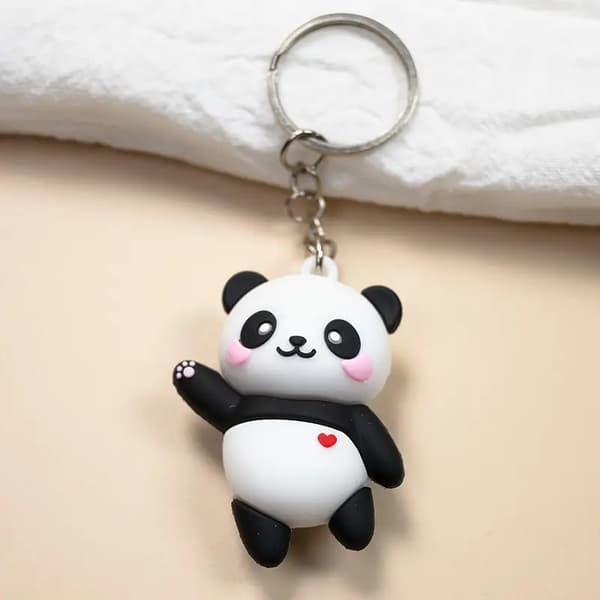 1 st söt panda nyckelring, tecknad väska bilnyckelhänge, liten present