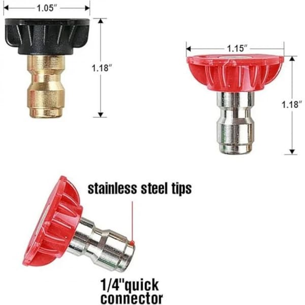 Stainless Steel Nozzle for Pressure Washer with Quick Connect System, Durable Nozzle Set 4500 PSI Pressure Washer Tip, Adjustable Spray Angle