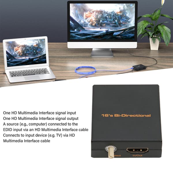 HDMI EDID Emulator Device, EDID Manager with 16 EDID Modes and 4K CEC Support, Robust Material Casing, Dual HDMI Ports for Stable Signal